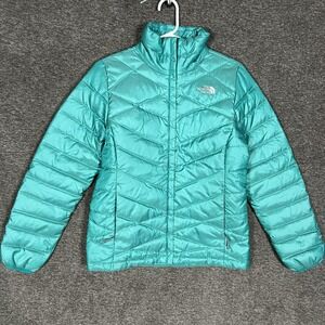 The North Face Jacket Womens Small Green 550 Down Quilted Puffer Full Zip Coat